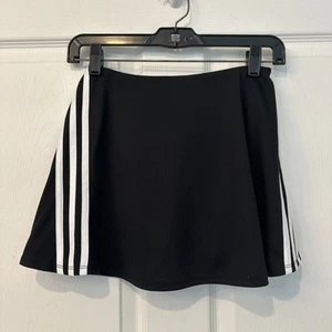 Adidas Girls L 14 Black White 3 Stripe Tennis Prep Skort Pull On Stretch NWT - Picture 1 of 5