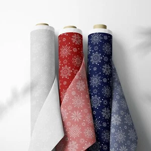 100% Cotton Christmas Winter Snowflake Children Craft Fabric | 140cm Wide | FQ - Picture 1 of 11