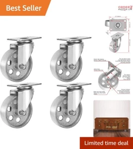 4 Heavy Duty Metal Swivel Casters 4" Wheels 400lb Capacity Multi-Surface Use - Picture 1 of 8