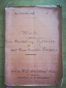 4 octobre 1893 Vente Gasnier Papon Pailler - Les fosses Nouic hte Vienne 8 pages - Picture 1 of 3