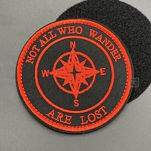 Not All Who Wander Are Lost Patch Red Hook & Loop Morale Airsoft Tactical Hiking - Picture 1 of 5