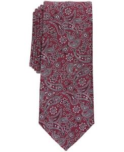 Bar III Men's One Size Red Oakand Skinny Paisley Tie (REPREVE)