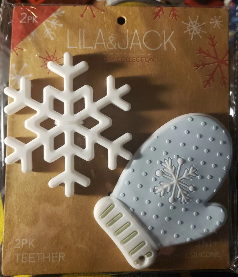 Mordedor de silicona sin BPA con manopla & Jack Holiday Collection Mitten Snowflake Foto 1 de 1