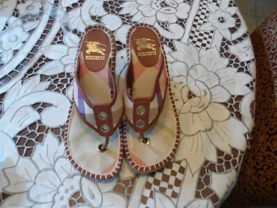 Alpargatas Burberry de cuero marrón/nova con tacón a cuadros talla 37 Foto 1 de 4