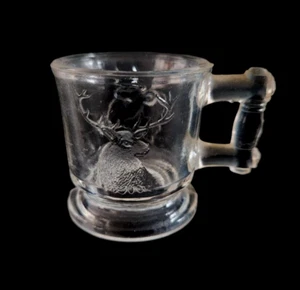EAPG BRYCE BROTHERS DEER & COW CHILD'S Clear Glass MUG Circa 1880's - Picture 1 of 6