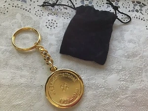 Vintage JHB International 25th Anniversary Button Keychain Gold Tone - Picture 1 of 4