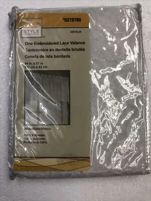 STYLE  SELECTIONS CECELIA Lace Valance White 54" X 17" # 0278769 NIP New 3 Avail - Image 1 of 2