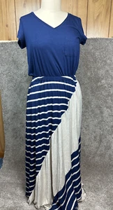 Nuevo con etiquetas Maxi Vestido Anthropologie Everleigh Elastizado Jersey ~Mediano ~ Rayas ~ Bolsillos - Imagen 1 de 10