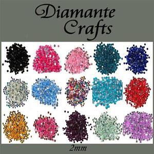 2mm Diamante Loose Flat Back Rhinestone Craft Gems Choose from 18 Colours