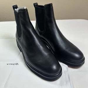 Vince Women's Rue Lug Sole Black Leather Water Repellent Boots 11 M New In Box - Picture 1 of 12