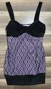 Whimsy Goth Samt und Spitze Tanktop lila & schwarz Y2K 2000er Damengröße Small - Bild 1 von 5