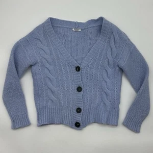 Peserico Size 44 / US Large Blue Alpaca Wool Blend Cable Knit Cardigan Sweater - Picture 1 of 11