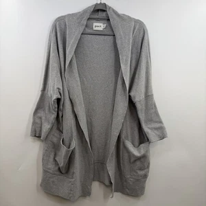 Pact Airplane wrap cardigan organic cotton open front pockets womens L/XL grey - Picture 1 of 9