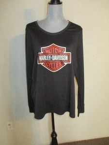 Harley-Davidson Women's FAB! Embroidered Thumbholes Logo Print Top FL   Plus 1X - Picture 1 of 9