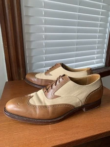 ZAPATOS PUNTA DE ALA PARA ESPECTADOR PEAL & CO X CROCKETT & JONES 10D NOGAL Y LONA - Imagen 1 de 21