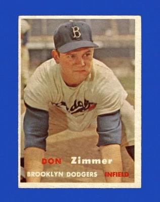 1957 Topps Set-Break #284 Don Zimmer en muy buen estado-VGEX (arrugue) *GMCARDS* Foto 1 de 2