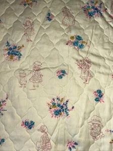 Vintage Holly Hobbie Quilted Fabric American Greetings 44”x85” - Picture 1 of 12