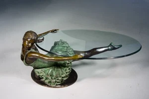 Low table, Dancer. Bronze, glass. 20th century. - Picture 1 of 14