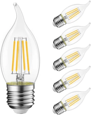 Flame Tip LED Filament Bulb Candelabra E26 Base Dimmable 4.5W - Image 1 of 4