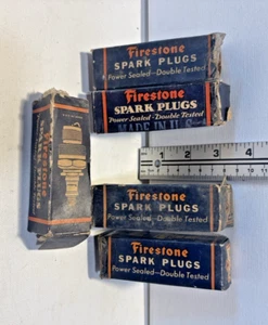 Vintage Firestone Spark Plugs G Met. Long 1" Hex. (Qty 5)- NEW Old Stock - Foto 1 di 6