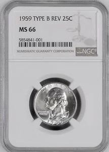 1959 Type B Reverse Washington Silver Quarter NGC MS66 SCARCE - Picture 1 of 2