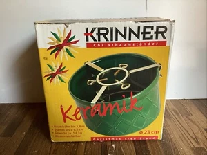 Vintage Krinner Ceramic Christmas Live Tree Stand in Green RARE With Box German - Picture 1 of 8