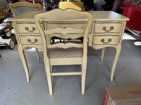 Vintage Louis XV Design French Provincial 1950’s Vanity/ Executive Writing Desk Cover