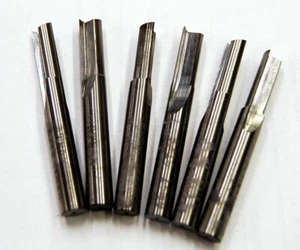 6 Pcs. Atrax 1/4" 2FLT Straight Flute End Cutting Carbide RHC CNC Router Bits - Picture 1 of 4