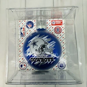NFL Texas Dallas Cowboys Football Helmet Blue Glass Christmas Ball Ornament - Picture 1 of 9