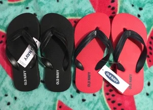 2 pr OLD NAVY KIDS FLIP FLOPS size 10/11 BLACK & RED w/ black straps - Picture 1 of 1