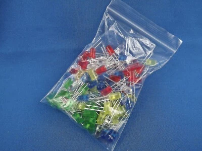 LED Sortiment #3 100 Stück 5mm, je 20 Stück weiß, gelb, rot, grün, blau - Bild 1 von 2