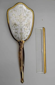 Vintage Victorian Antique Gold Tone Hairbrush and Comb Set New Condition - Picture 1 of 23