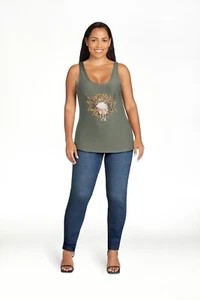 Camiseta sin mangas No Boundaries cuello redondo súper suave verde calavera juniors talla grande XXXL - Imagen 1 de 8