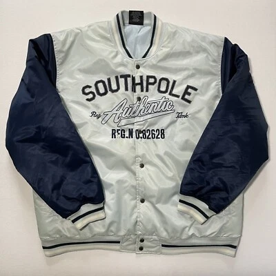 Chaqueta de Colección SouthPole XL Azul Satinado Bombardero Para Hombres Y2K Hip Hop Ropa de Calle Años 90 Foto 1 de 4
