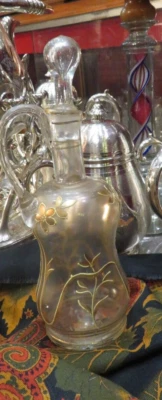 ancienne carafe en verre emaillé epoque art nouveau 1900 - Photo 1/2