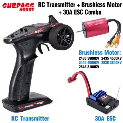 SURPASS HOBBY RC Transmitter w/Receiver Waterproof Motor ESC Comb Set for RC Car - Image 1 of 4