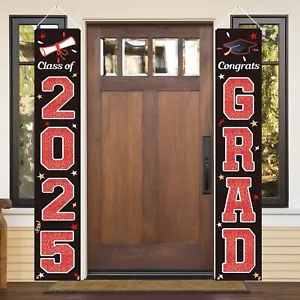 KMUYSL Graduation Decorations Class of 2025 Red & Black Congrats Grad Banner ... - Picture 1 of 9