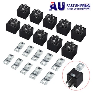 10Pcs Car Vehicle Auto Truck 5Pin Socket SPDT Relay DC 12V Volt 40AMP Black - Picture 1 of 12
