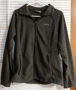 Columbia Black Fleece Jacket Womens Large Full Zip Pockets - Picture 1 of 8