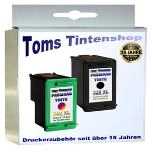 Drucker Patronen Set 338 + 343 für HP PSC 1600 Series Premium 338 und 343 - Bild 1 von 4