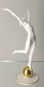 Hutschenreuther Figur Nude Frau Aktfigur Sonnenkind Karl Tutter Gold 1. Wahl - Bild 1 von 12