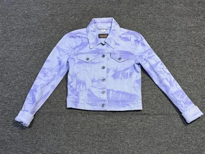 Levi's Denim Jean Jacket Womens Small Lavender Tie Dye Trucker Cropped Style - Picture 1 of 6