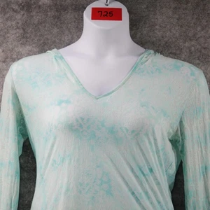 prAna Hoodie Womens XL Aqua Burnout Long Sleeve Lightweight Pullover Boho USA - Picture 1 of 11