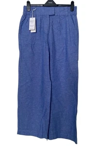 Ladies Next Linen Mix Blue Chambray Wide Leg Trouser (Petite) UK 8,12,14,16,20) - Picture 1 of 13