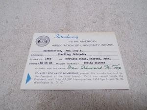 1958 AMERICAN ASSOCIATION OF UNIVERSITY WOMEN (AAUW) NEBRASKA STATE, KEARNEY - Bild 1 von 2