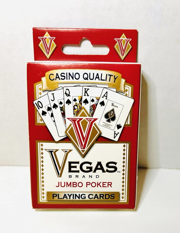 Tarjetas de juego de póker rojas jumbo marca Vegas calidad casino Foto 1 de 2