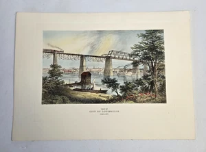City Of Louisville Circa 1870's, Colored Engraving, Season's Greetings 1954-55 - Picture 1 of 11