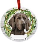 Weimaraner Dog Wreath Ornament Personalizable Christmas Tree Holiday Decoration