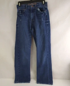 Arizona Dark Wash Distressed Whiskered Straight Leg Jeans Boys Size 16 Slim - Picture 1 of 8