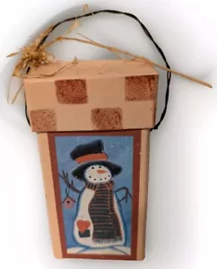 Primitive Decorative Snowman Gift Box Cardboard Stocking Stuffer Candy 6 in - Picture 1 of 9